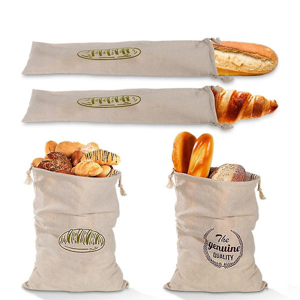 Hjemmelavet Genanvendeligt Hørbrød Fransk Baguette Snøre Køkken Opbevaringspose Jikaix 3