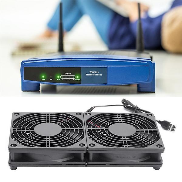 120mm 5v USB driven pc-router Dubbla fläktar med hastighetskontroll Hög luftflöde kylfläkt för router
