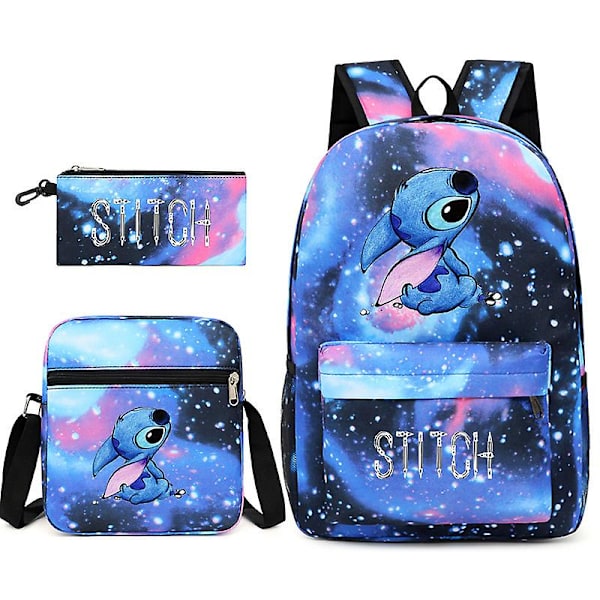 3kpl / set Stitch Kids Reppu Sarjakuva Stitch Print Lastentarha Penaali Case Tyttö Olkalaukku Lasten Koululaukku Lahja C