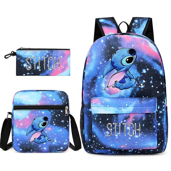 3kpl / set Stitch Kids Reppu Sarjakuva Stitch Print Lastentarha Penaali Case Tyttö Olkalaukku Lasten Koululaukku Lahja J