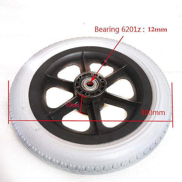 12 tums rullstolshjul 12 1 / 2x2 1 / 4 Pu däck pumpfri hjul manuell rullstol bakhjul White