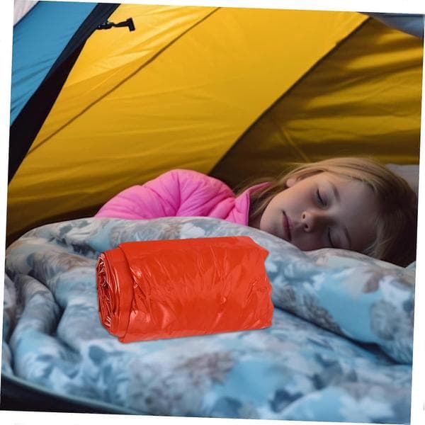 Nødsovepose med termisk beskyttelse, sikkerhedsfløjte og pose, orange overlevelsesdækken til camping og vandreture