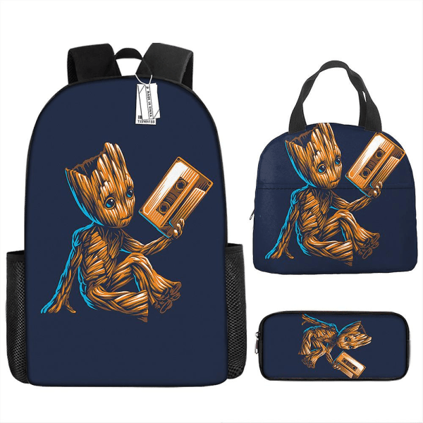 Guardians Of The Galaxy 3kpl / set Bcakpacket Sarjakuva Lapset Pojat Tytöt Koululaukut Kevyet Opiskelijat Vedenpitävä Kapasiteetti Mochilas Groot