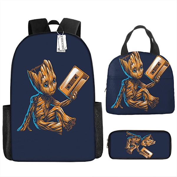 Guardians Of The Galaxy 3stk/sett Bcakpacks Tegneserie Barn Gutter Jenter Skolevesker Lette studenter Vanntett Kapasitet Mochilas Groot