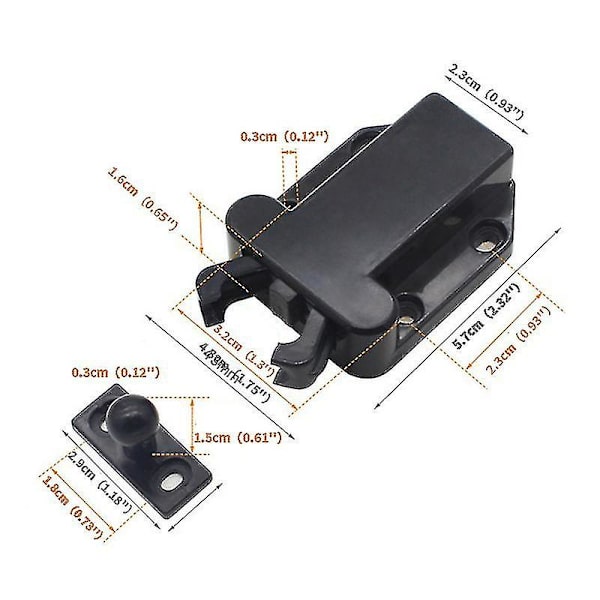Rion 4/6 Push To Open Door Catch Keittiökaappi Kosketussalpa Vapautuslaatikko Kaappi Hfmqv Black