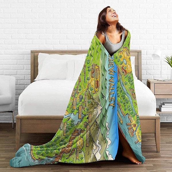 Stardew Valley Karta Super Mjuk Varm Micro Fleece Flanell Filt Soffa -x13 80x60in 200x150cm