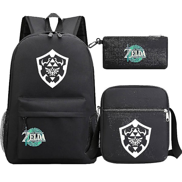 "zelda Kingdom Tears" printed teini-opiskelijakoululaukku - 3-osainen set miehille ja naisille 10