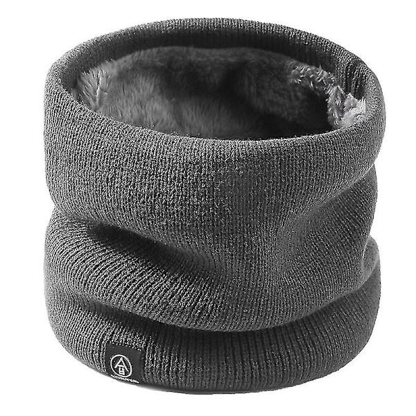 Vinter dubbellagers halsvärmare stickad fleecefodrad Circle Loop Scarves Dark Gray