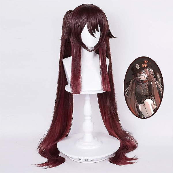 Valnötsbrun svart ansiktsformning cos game wig cosplay peruk