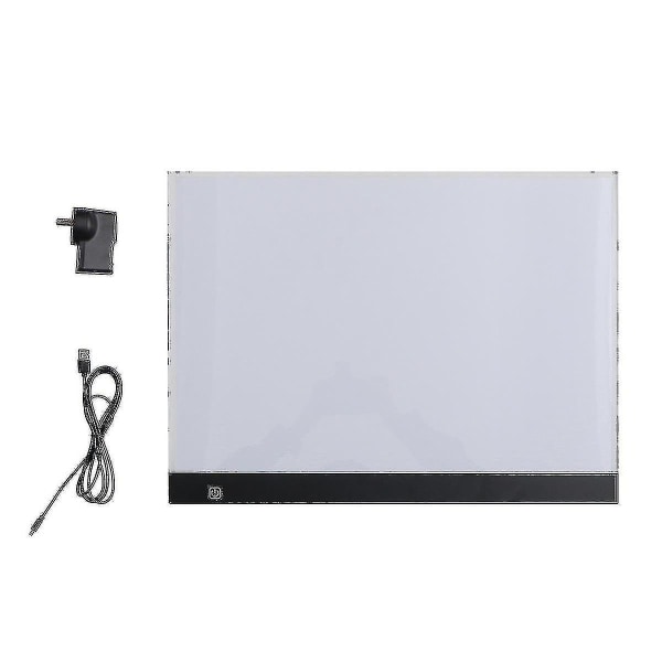 Bærbar A3 LED-lysboks Stencil Board Tegnebræt Sporingsanimationsbord med Au-stik (3 indstillinger Dæmpbar lysstyrke + Usb-kabel + strømadapter