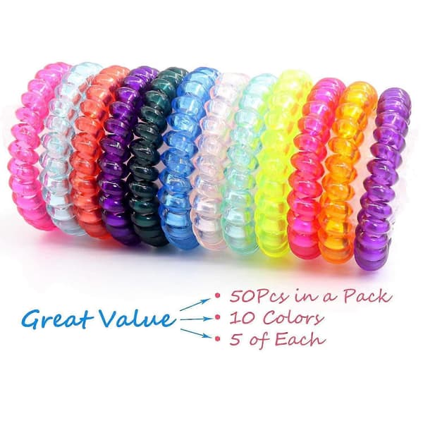 50 st spiralhårband för kvinnor, telefonkabelarmband, elastisk hästsvans