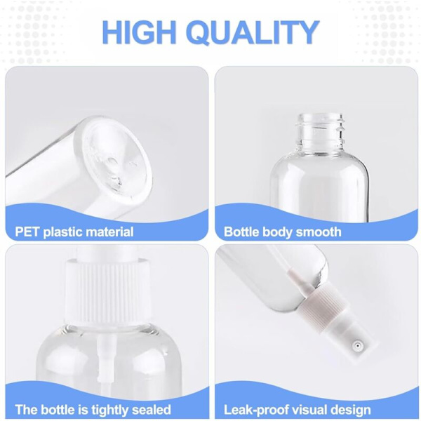 4 x 20 ml sprayflaskor Små plastsprayflaskor för resesmink hudvård 2.2 cm
