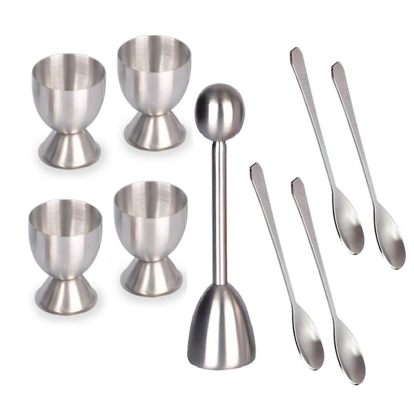 Eggetoppsett i rustfritt stål, hardkokte egg separatorholder knuseråpner eggtilbehørssett