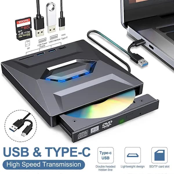 7-in-1 External USB 3.0 DVD CD RW Burner Reader Player Drive For Laptop PC