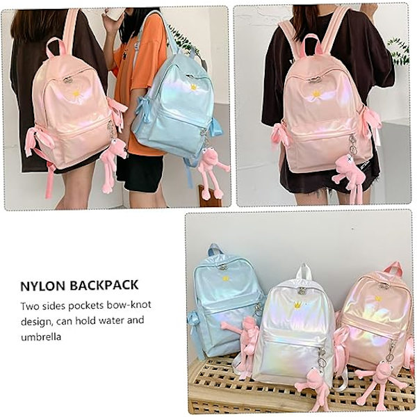 Ryggsäckar Vit ryggsäck Reseryggsäck Nylon Mode studentryggsäck Studentväska Studentväska Stor kapacitet Mori Department Nylon Gul Pink