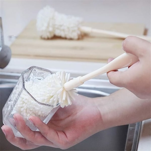 Kjøkkenbørste, oppvaskbørste, enkel flaske glasskopp mykt skum rengjøringsbørste Kjøkkenvaskevaskeverktøy - hvit