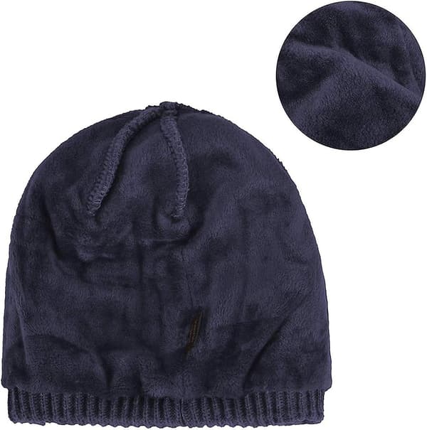Yixda Vintermössa för män med skärm Varm stickad mössa med fleecefoder navy One Size