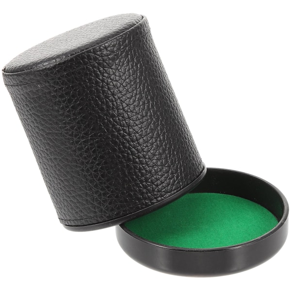 1 sett med terningkopp i skinn med lokk Mute shaking terningkopp Delikat terningkopp smidig Green 10X9cm