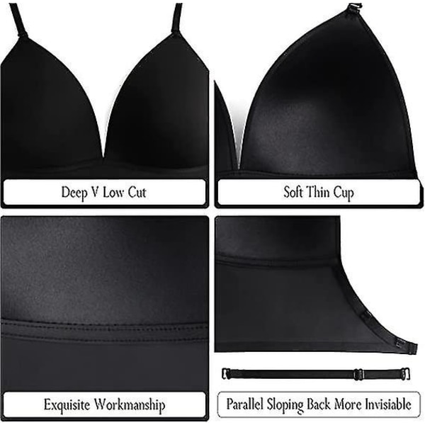 Naisten matalaselkäiset rintaliivit - saumattomat langattomat rintaliivit Black S