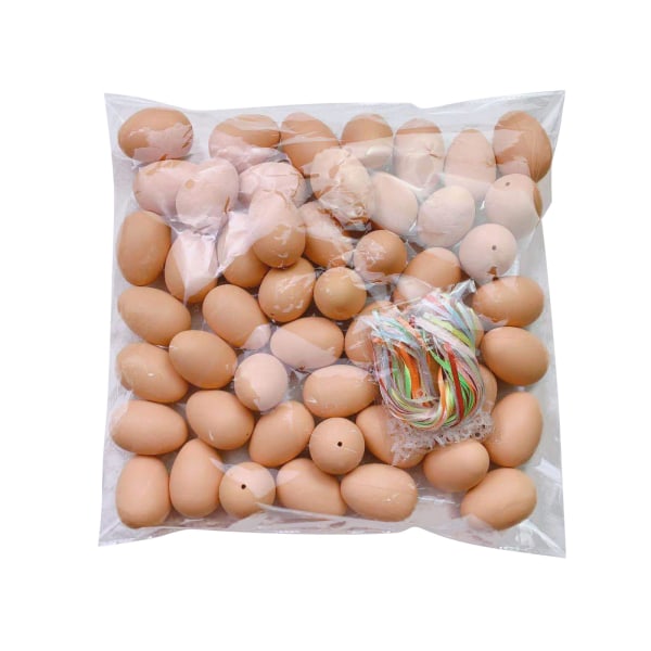 50 kpl pääsiäismunat, värikkäät muoviset väärennetyt munat nauhalla tee-se-itse-maalauslahja