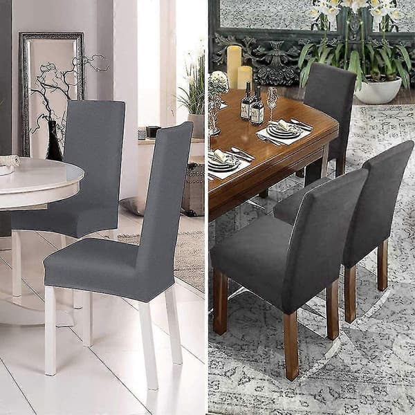 Spisestoltrekk 4-pakning, elastisk, avtagbart, vaskbart Dark gray