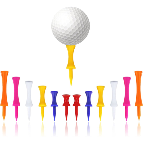 Castle Golf-T-skjorter plast, 60 stk. Golf-T-skjorter i forskjellig høyde flere farger blandet størrelse (31 mm, 37 mm, 43 mm, 51 mm, 57 mm, 70 mm)