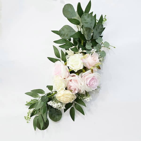 2 stk bryllupsbue blomster swag rustikk bord midtpunkt krans grønne blader for Pink
