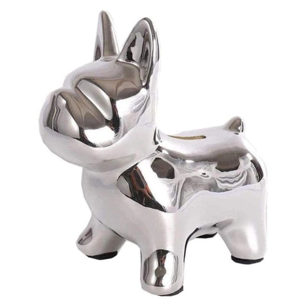 Fransk Bulldog Staty Sittande Keramisk Hund Figurine Spargris Keramik Hantverk
