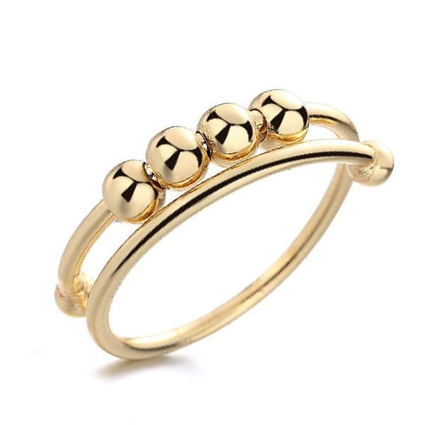 2 stk Fidget Ring Guld Sølv Legering Angstdæmpende Afslapning Åbne Perleringe Kvinder Fingertilbehør