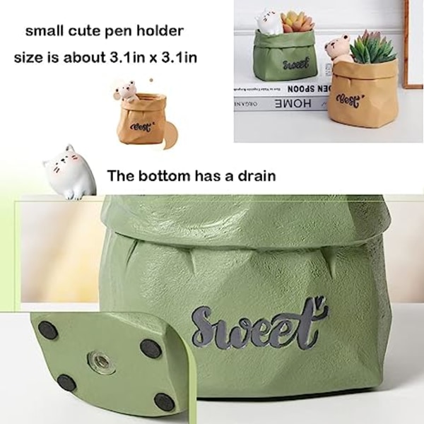 Söpö pieni ruskea kynäpidike sarjakuva eläinkynäteline Mini Desktop Storage Desk Decor Organizer Office Home