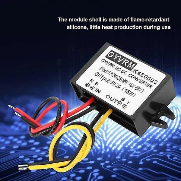 Spenningsregulator DC-DC Regulator 12V/24V/36V/48V til 5V 3A Strømforsyning DC Step-Down Omformer