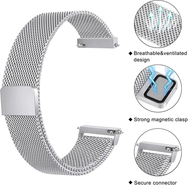 Udskiftningsrem i rustfrit stål, metalbånd til Samsung Galaxy Watch Active 2 Silver