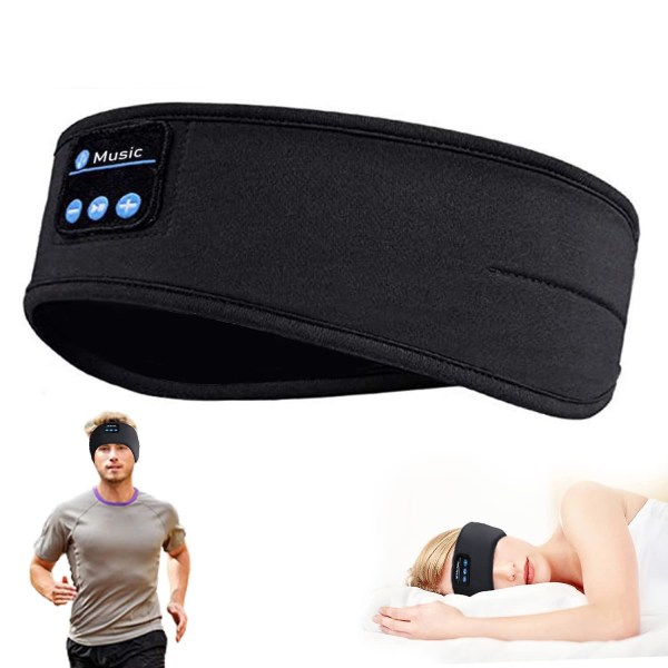 Bluetooth-søvnhodetelefoner - mykt søvnhodebånd med HD-stereohøyttalere, trådløst musikkhodebånd (svart)