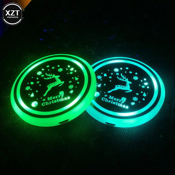 Fargerik Auto Bil Led Cup Coaster Pad Holder Atmosfære Lys Lamper Bunn Bil Styling Automatisk Lys På| | L