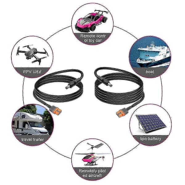 XT60i hun til DC5521 han strømkabel 1,5mm² 15A PVC 100cm 300cm til solcellemodel flystrømforsyning 100cm