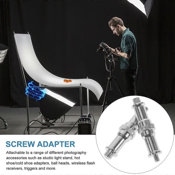 2st 1/4 till 3/8 tums gängad skruvadapter Spigot Stud för Studio Light Flash Light Stand