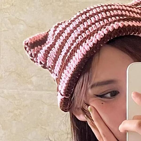 Virkatut hatut naisille Kissapipo Vintage -pipot Naisten kettuhattu Grunge-asusteet Slouchy-pipot naisille