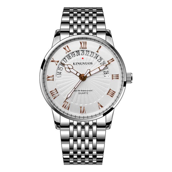 Nyt mode ormehul lysende stålrem ur White dial Silver steel strip