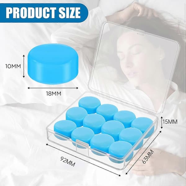 12 par formbara silikonöronproppar för sömn med SNR 32dB brusreducering, idealiska för simning, snarkning, studier och resor, 2-pack-blå Blue