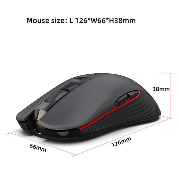 Ny oppladbar trådløs mus 3600 dpi fargerik glødende spillmus 7d-mus kan slå av lyset