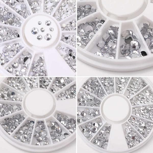 Nageldekor Strass 4-kokoa Kristalleja - Hopea Kirkas silver
