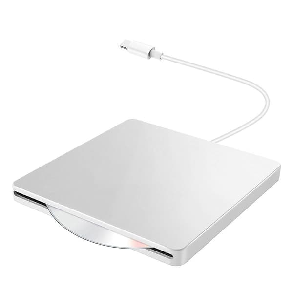 Extern USB CD/DVD-enhet Typ C Portabel Drivrutinsfri CD-filmspelare för Laptop PC Windows Mac Silver