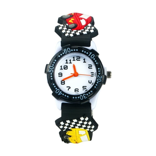 Børneur Vandtæt 3D Cute Cartoon Rund Skive Silikone Strap Quartz Watch