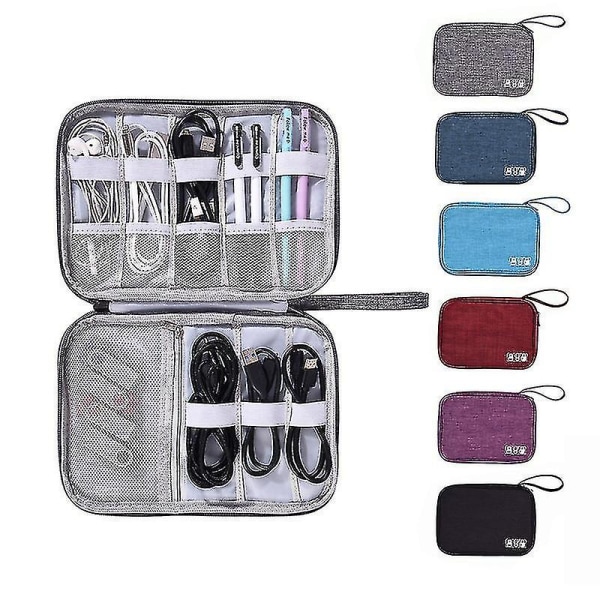 Datakabel Øretelefon Digital strømlader Usb Stick Travel Bærbar oppbevaringsveske Sky Blue