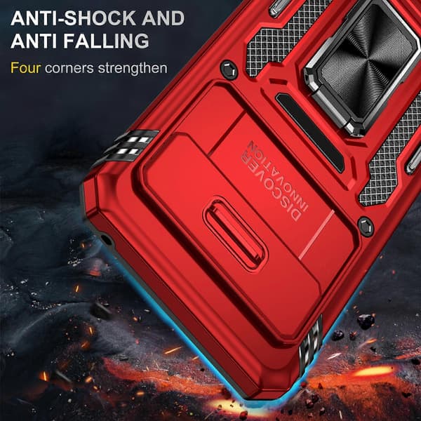 Armor PC + TPU Kameraskjold Telefondeksel Red For Google Pixel 8