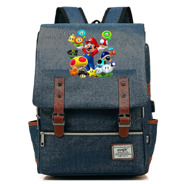 Suurikokoinen Super Mario -reppu teini-ikäisille ja opiskelijoille Unisex vapaa-ajan matkalaukku, ihanteellinen kouluun tai lasten kanssa matkustamiseen
