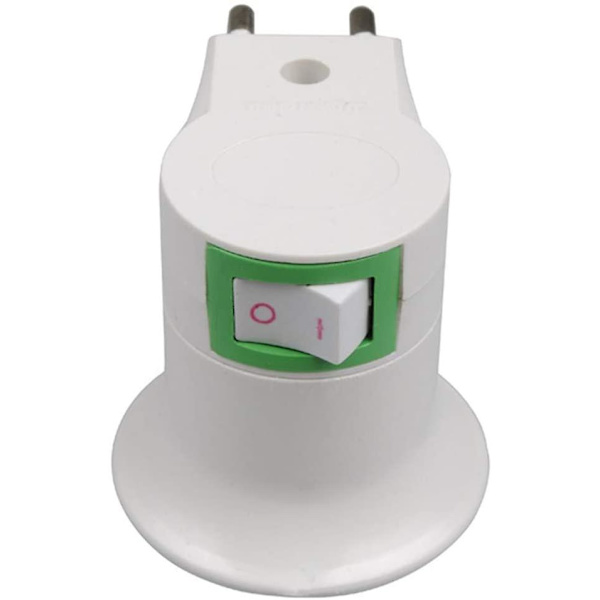Led-lampa E27 Hane Sockel Typ Eu Plug Adapter Converter för lamphållare med på/av-knapp (vit*2)