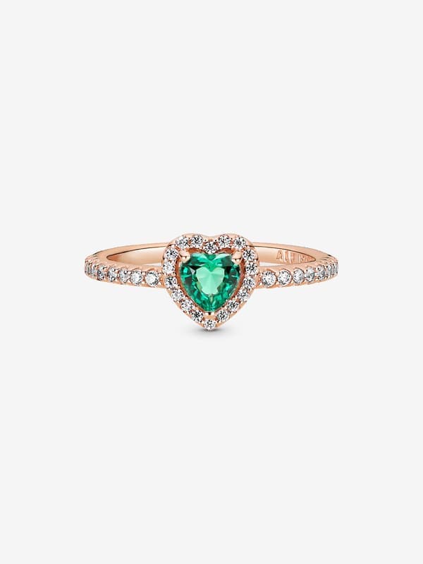 Pandora - Sparkling Elevated Heart Ring - 14k Rose Gold Plating Circumference Circumference: 52mm