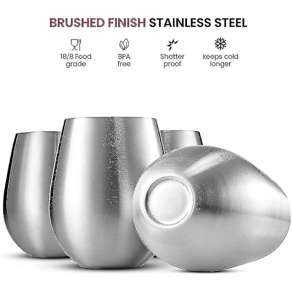 2 stk Vinglass Rustfritt Stål Stemløst Vinglass Til Reise True color