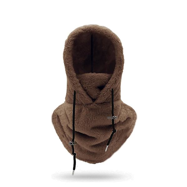 Sherpa Hood Ski Mask Vinter Balaclava Kaldt vær Vindtett Justerbar Varm Vinter Hette Deksel Lue Cap Skjerf Dark Brown